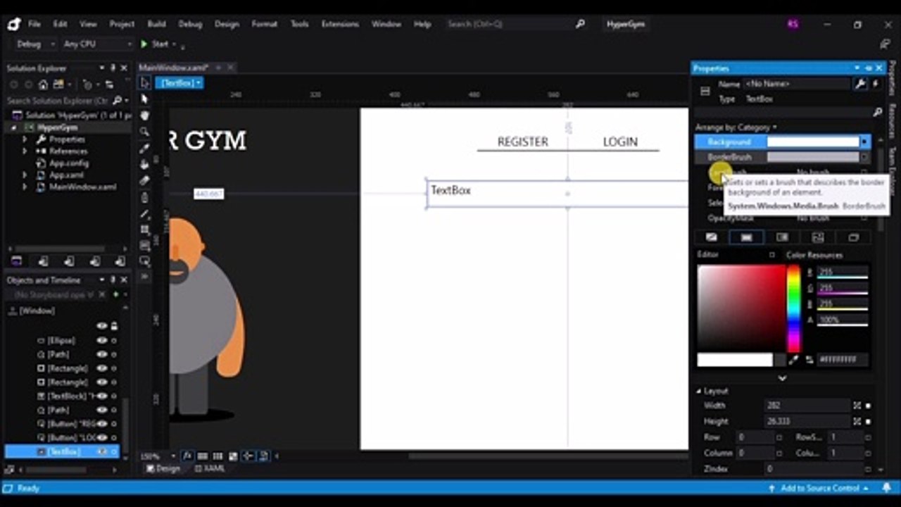 UI Design : XAML UI design in Visual studio blend 2017 | GYM Registration Login Design | C# WPF
