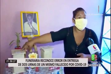Funeraria reconoce error en entrega de dos urnas de un mismo fallecido por Covid-19