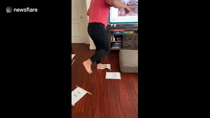 'The floor is lava!' LA woman surprises boyfriend with birthday obstacle course in lockdown