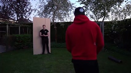 Insanely Close Knife Throw