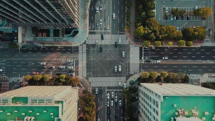 Drone view -  Road trip - Traffic signal