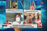 Invaden la avenida Iquitos reclamando volver a sus regiones