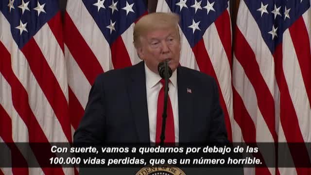 Trump dice que con suerte los muertos por Covid-19 en EEUU no superarán los 100.000