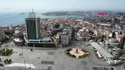 TAKSİM MEYDANI VE İSTİKLAL CADDESİNDEKİ SAKİNLİK HAVADAN GÖRÜNTÜLENDİ