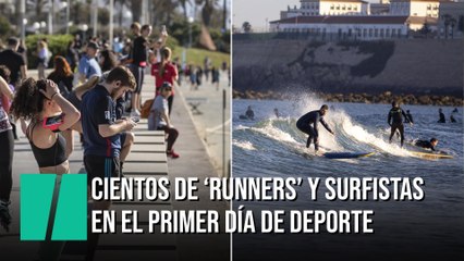 Cientos de 'runners' y surfistas en el primer día para hacer deporte