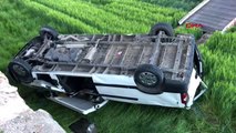 Edirne'de minibüs köprüden tarlaya uçtu 1 yaralı