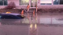 Clearwater River Flood Devastates Neighborhood in Canada Submerging Cars and Stores Under Water