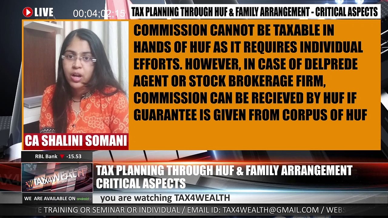 Tax Planning through HUF & Family Arrangement - CRITICAL ASPECTS