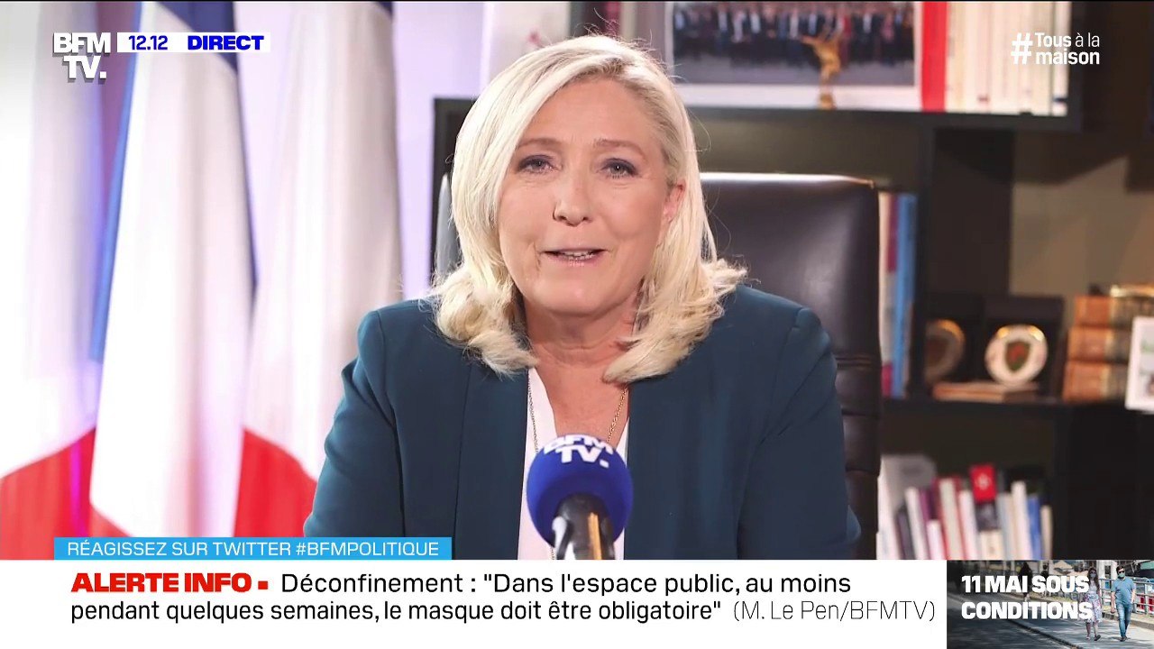 Coronavirus: "Que les masques soient remboursés par la Sécu pour les gens fragiles et atteints, est une évidence", estime Marine Le Pen