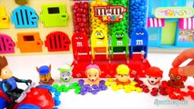 Learn Colors with Paw Patrol Gumballs M&M's from Wrong Heads Baby Skye & Chase Sparkle Spice