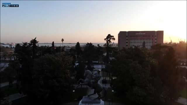 Polis koronavirüs salgını kısıtlaması denetimlerini drone ile görüntüledi