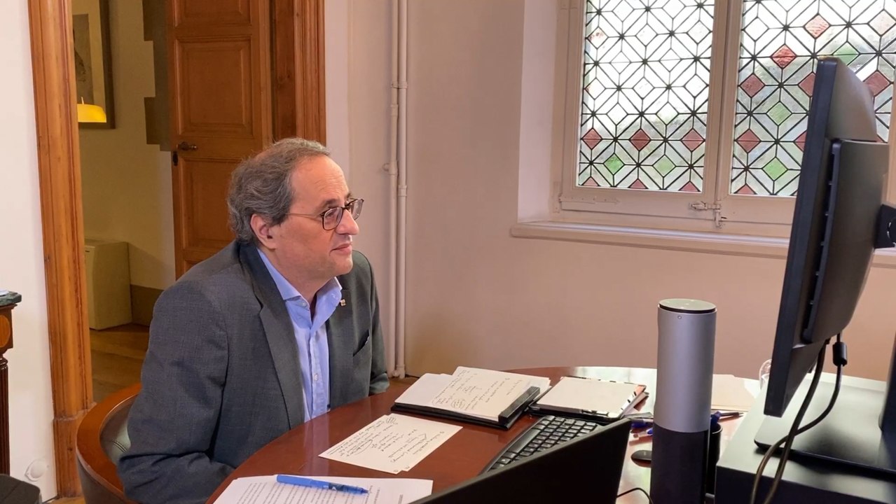 Torra durante la reunión telemática de los presidentes autonómicos