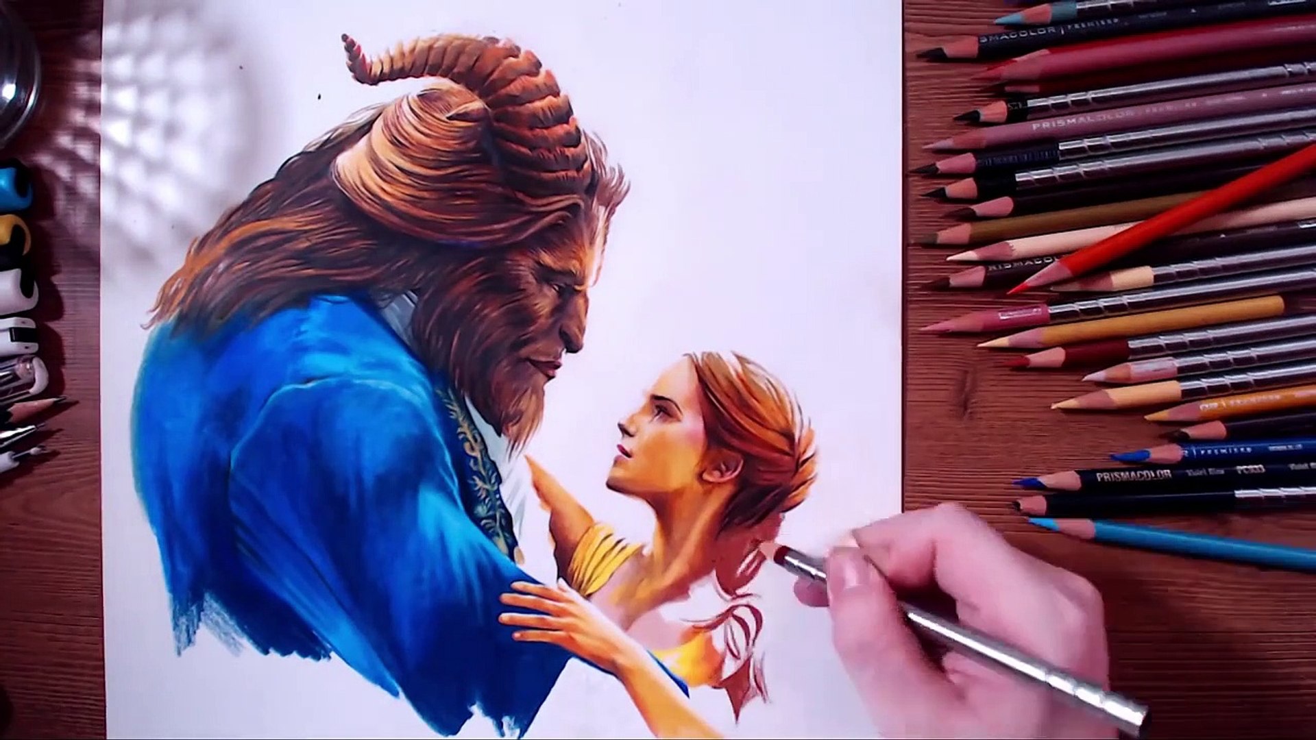 Beauty And The Beast Colored Pencil Drawing Video Dailymotion