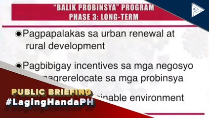 Plano para sa implementasyon ng "Balik-Probinsya" program ng pamahalaan, sinimulan na