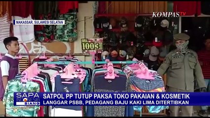 PSBB, Satpol PP Menutup Paksa Sejumlah Toko Kosmetik dan Pakaian