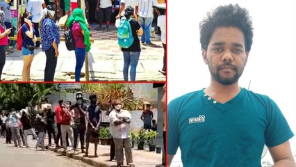 மது வாங்க நீண்ட வரிசையில் காத்திருந்த குடிமக்கள்