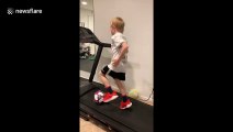 US kid showcases unbelievable football skills on treadmill