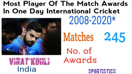 Top 10 Most Man of the Match Award Winners in Cricket ODI's History ft. Tendulkar, Kohli, Afridi |Player Of The Match | Sportistics