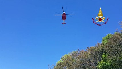 Scandriglia (RI) - Una mucca soccorsa dai Vigili del Fuoco in elicottero (04.05.20)