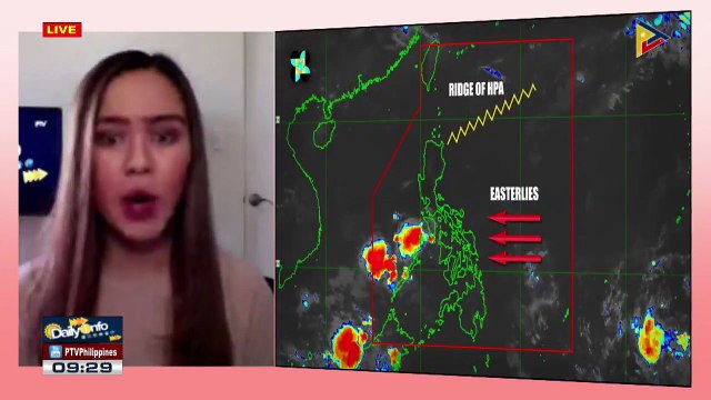PTV INFO WEATHER: Easterlies, nakakaapekto sa malaking bahagi ng bansa; Ridge of HPA umiiral sa Luzon