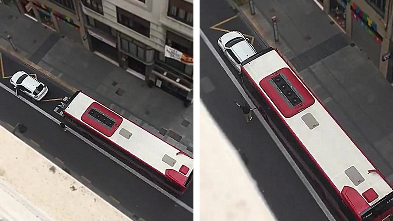 Un chauffeur de bus dégage un automobiliste garé sur une voie de bus