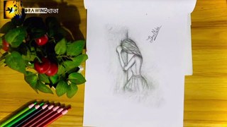 Sad girl sketch | how to draw sad girl sketch step by step | sad girl