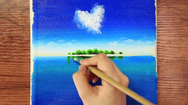 Desert Island｜Landscape Acrylic Painting on Canvas Step by Step #16｜Satisfying #StayHome #WithMe