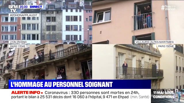 À Paris, Lyon et Vallauris... Comme tous les soirs, les Français applaudissent les personnels mobilisés