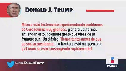 Trump critica a México por altos casos de Covid