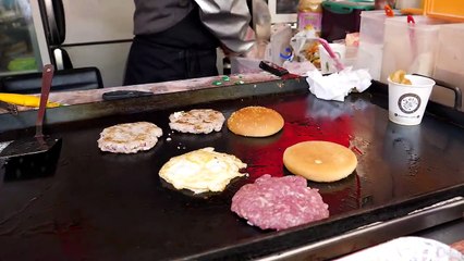 Fried Egg Double Hamburger - Street Food Thailand