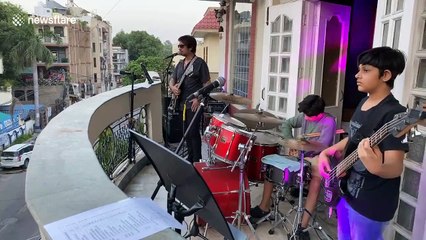 Family of musicians organise balcony concert for neighbours in Delhi