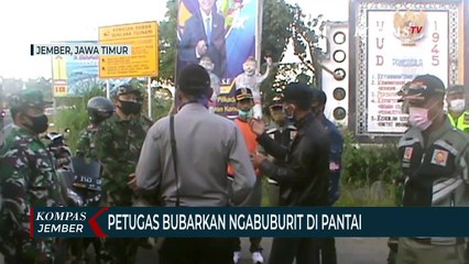 Cegah Corona, Petugas Bubarkan Ngabuburit di Pantai