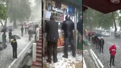 Viral Video : Watch How Alcohol Lovers Brave Hailstorm To Buy Liquor