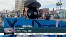 Universitarios en Ecuador protestan por recortes a la educación