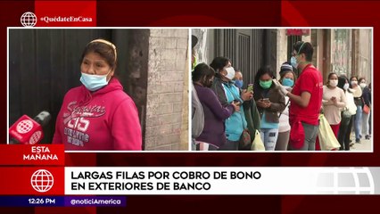Edición Mediodía: Largas filas por cobro de bono en exteriores de banco