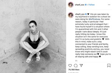 Charli XCX feels 'lucky' to be self-isolating with her boyfriend