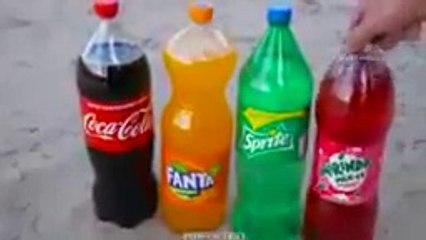 Experiment with coca cola sprite mrinda vs mentos