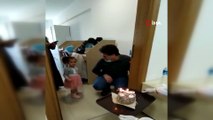Karantinada bulunan 3 yaşındaki Elif Naz'a sürpriz doğum günü