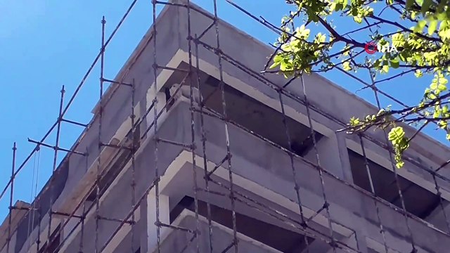 Köpek inşaat halindeki binanın 6. katına çıkan köpek işçilere zor anlar yaşattı