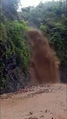 rain flood in hill and water slides