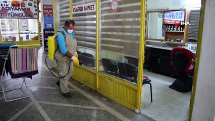 Şanlıurfa’da berber ve kuaförlerde dezenfekte çalışmalarına başlandı