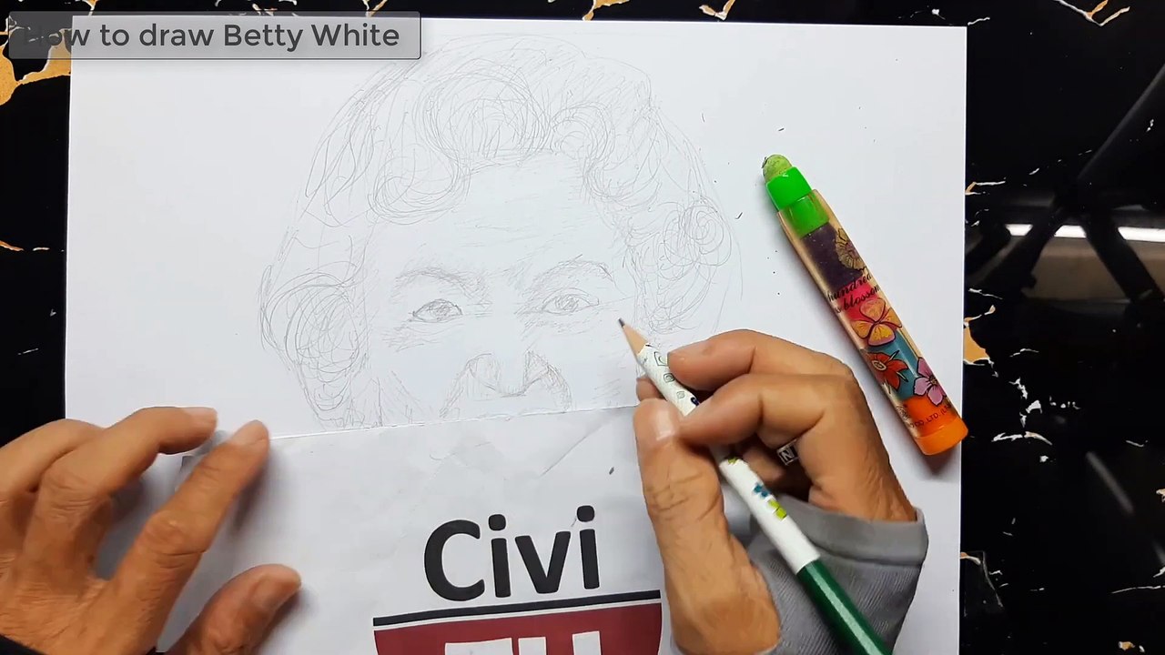 Betty White Draw - "betty white" drawing - How to draw...