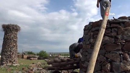 Leylek sayısı artınca mahalleli yeni kuleler yapmaya başladı