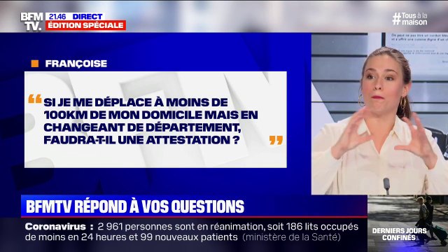 Si je me déplace à moins de 100km de mon domicile mais en changeant de département, faudra-t-il une attestation ? BFMTV répond à vos questions