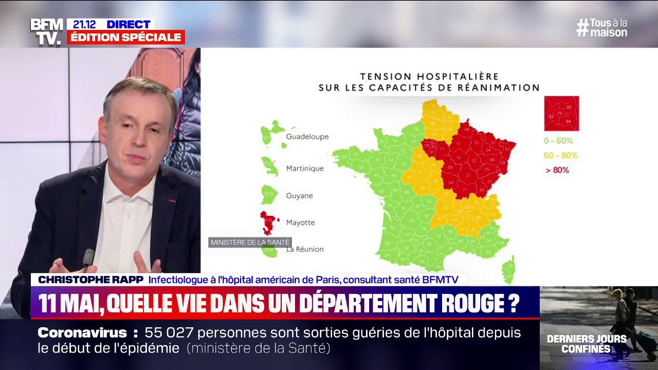 "J'ai des patients qui sont hospitalisés depuis huit semaines." Christophe Rapp, infectiologue à l'hôpital américain de Paris explique le "désengorgement" lent des hôpitaux