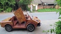 Dân mạng thích thú với “Lamborghini mui trần gỗ” tự chế chạy thong dong ngoài đường