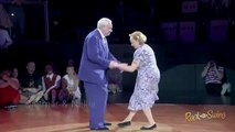 Elderly couple beautiful dancers