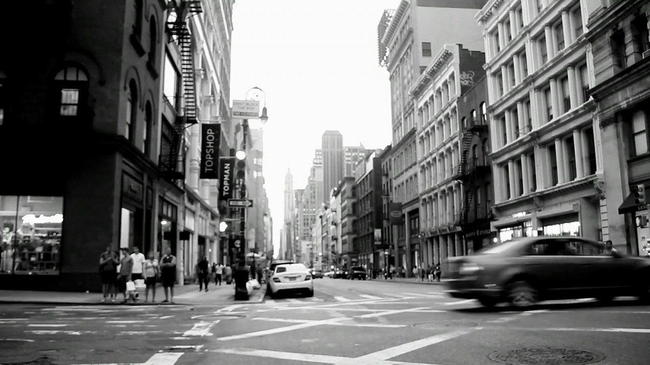 Black And White Video of Busy Street