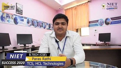 NIET SUCCESS 2020 Paras Rathi (B.TECH- Computer Science Engg.)