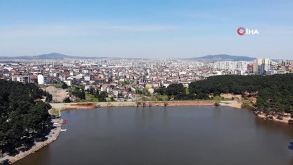 Aydos Ormanı’nın ‘saklı güzelliği’ olan göl havadan görüntülendi